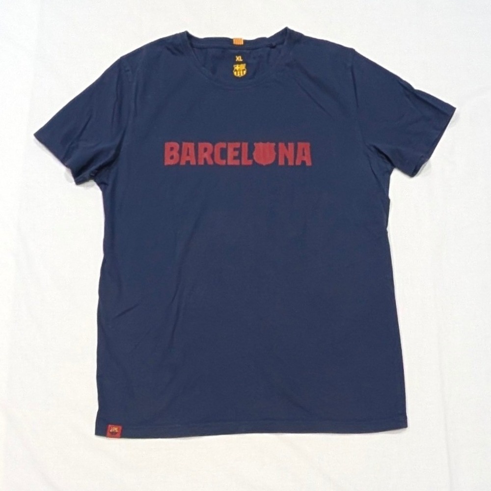 FC Barcelona Mens XL Navy Blue Graphic T-Shirt FCB Soccer La Liga Short Sleeve